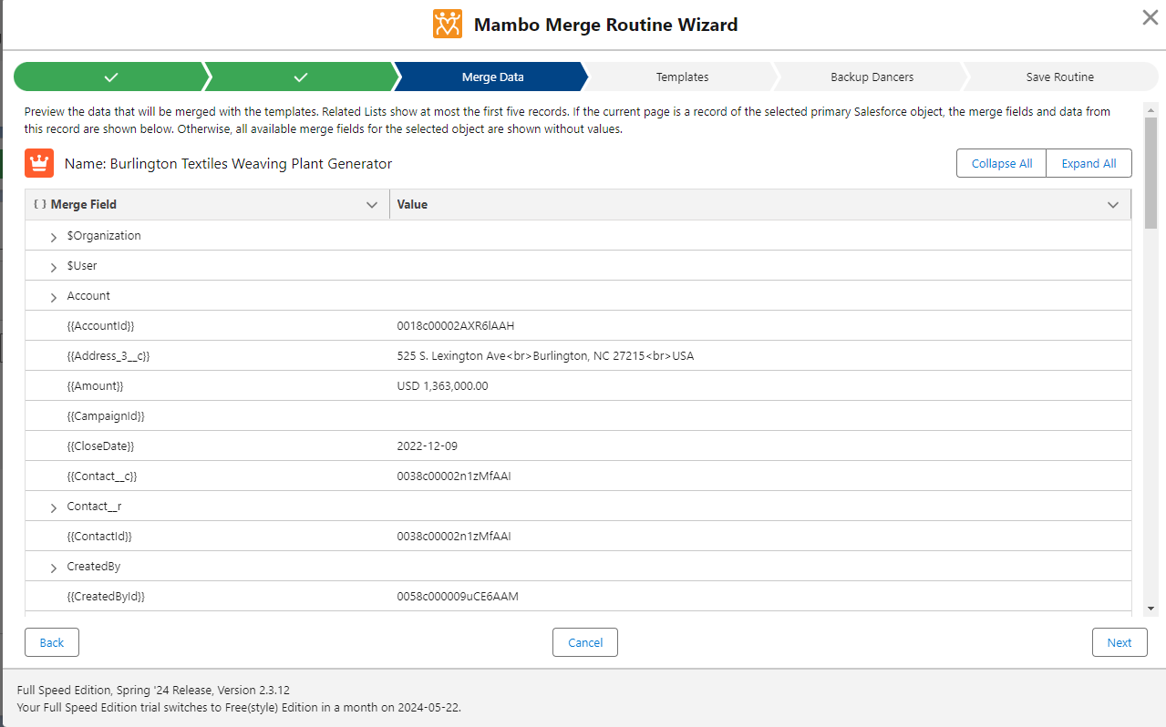 Merge Data Page with Table